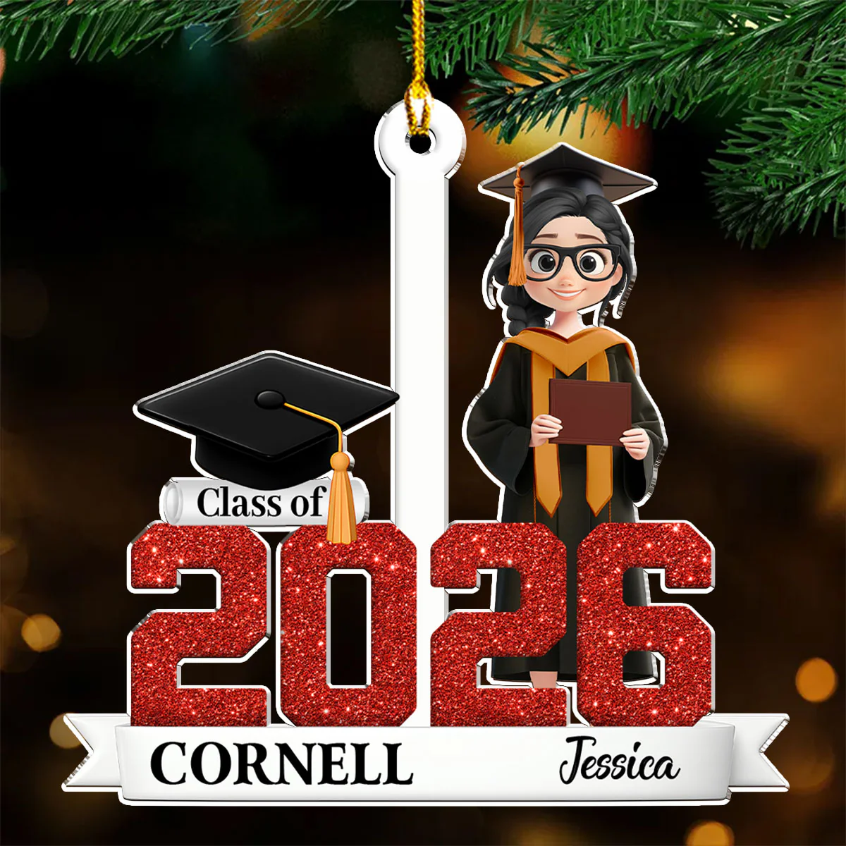 With Flying Colors - Personalized Custom 3D Effect Acrylic Ornament - Image 3