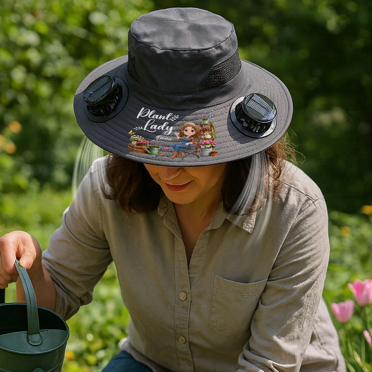 Women Garden - Personalized Custom Solar Fan Hat - Image 2