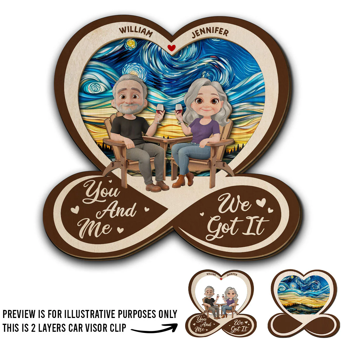 You And Me Always And Forever - Personalized Custom Car Visor Clip - Image 4