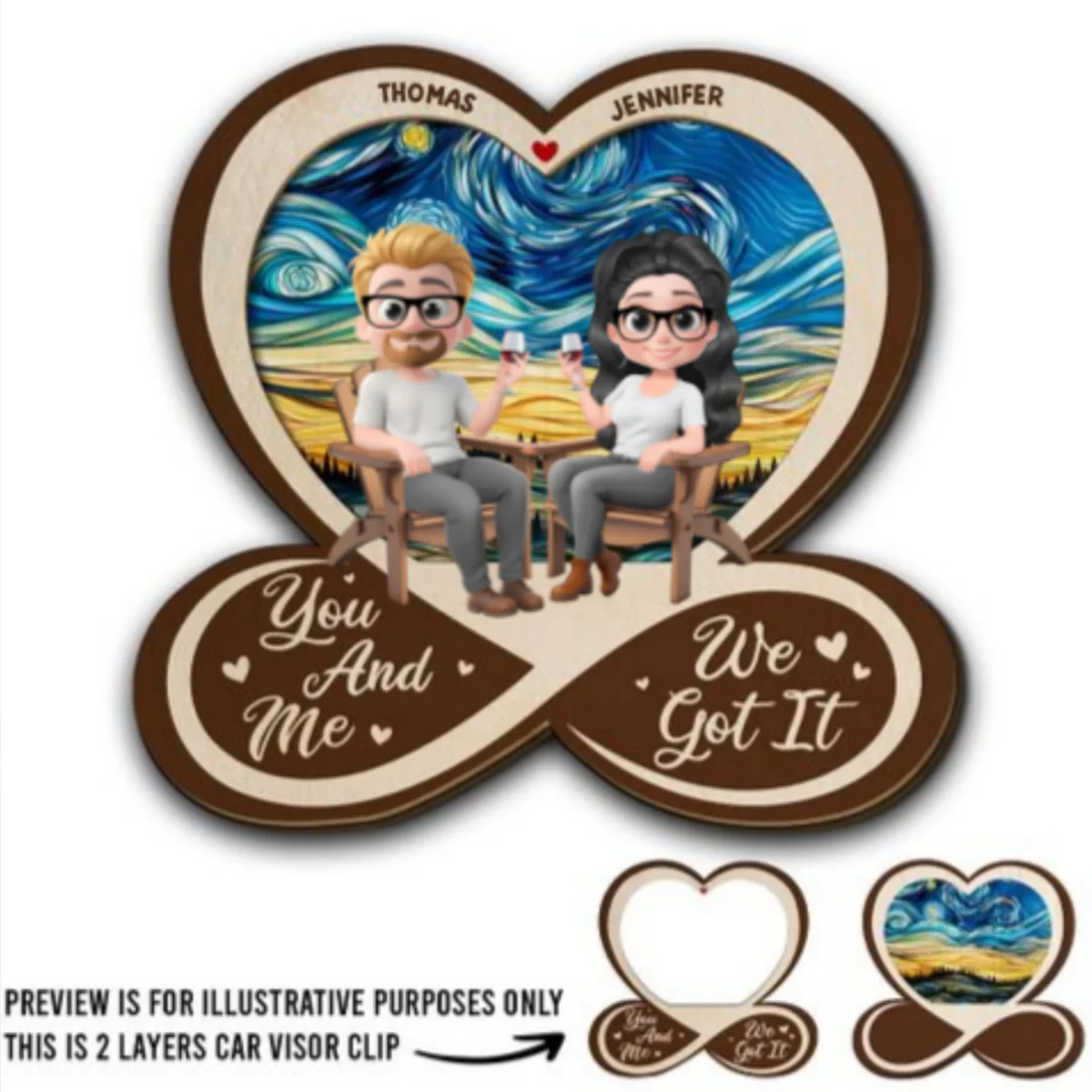 You And Me Always And Forever - Personalized Custom Car Visor Clip - Image 5