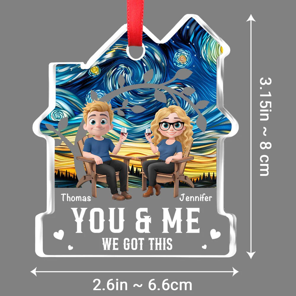 You And Me Got This - Personalized Custom House Shaped Glass Ornament - Image 5