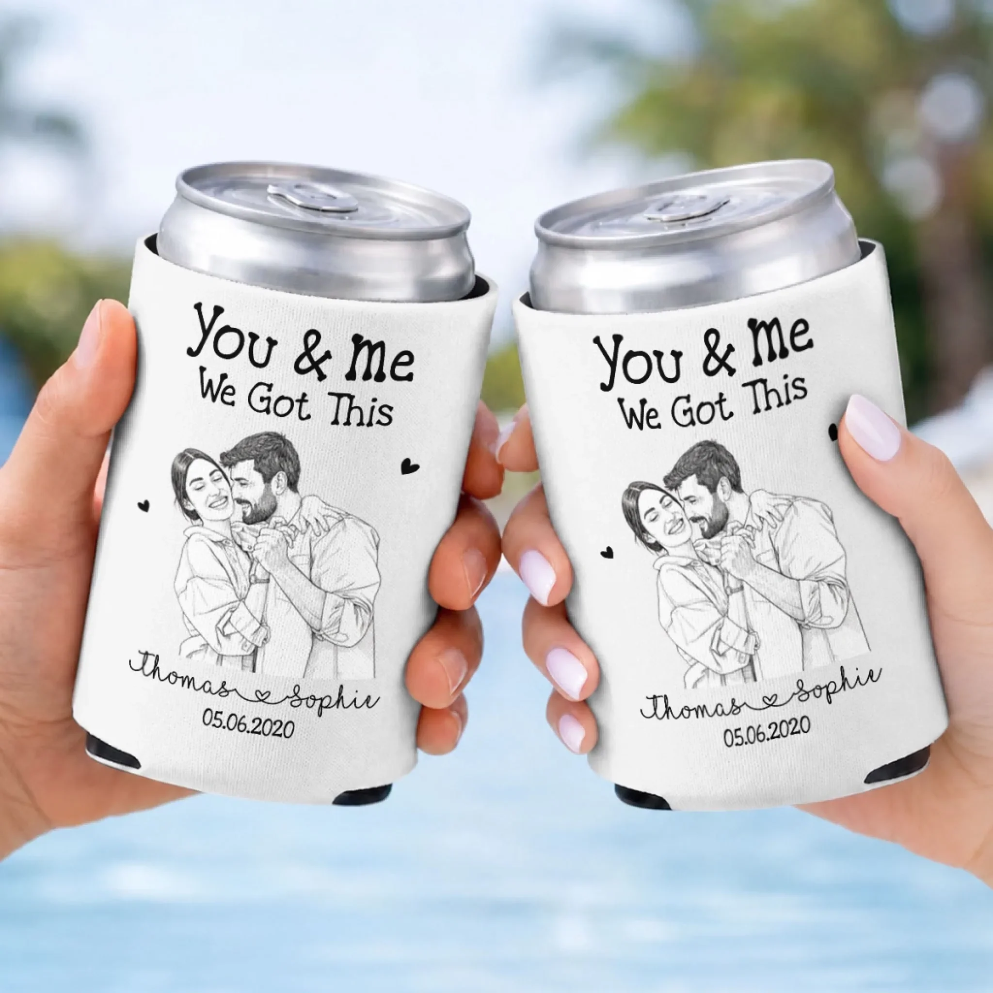 You And Me We Got This - Personalized Custom Skinny Can Cooler - Image 2