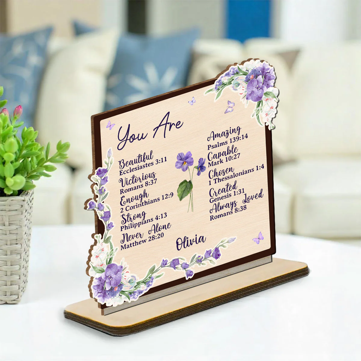 You Are Beautifully Made - Personalized Custom 2-Layer Wood Plaque With Flat Base - Image 4
