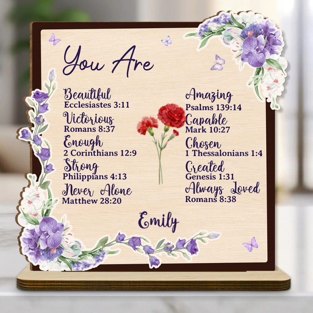 You Are Beautifully Made - Personalized Custom 2-Layer Wood Plaque With Flat Base - Image 7
