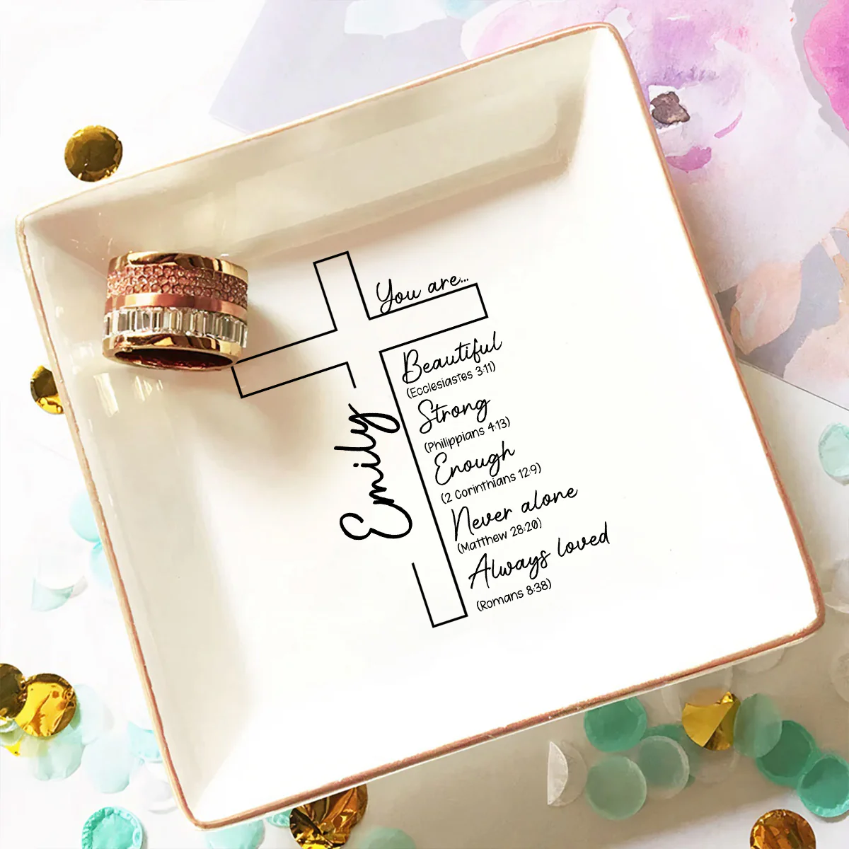 You Are Chosen And Loved - Personalized Custom Jewelry Dish - Image 3