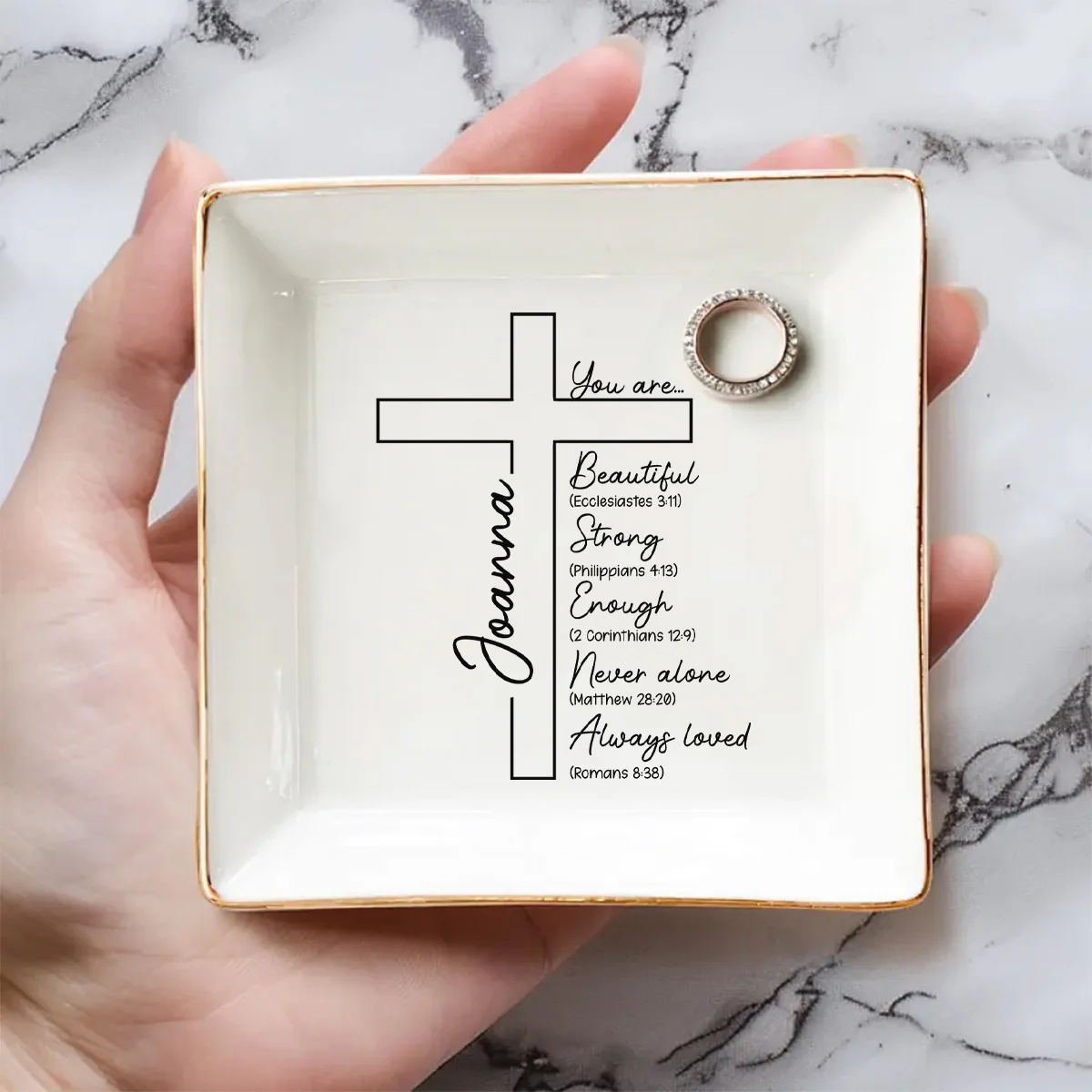 You Are Chosen And Loved - Personalized Custom Jewelry Dish - Image 5
