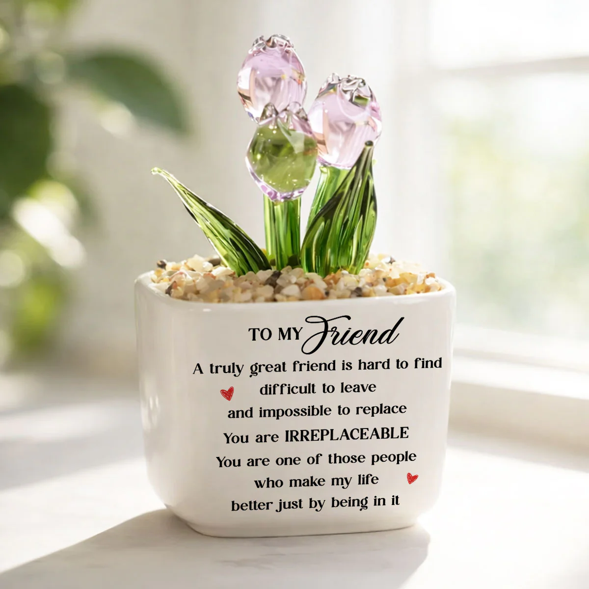 You Are Irreplaceable - Personalized Custom Glass Everlasting Tulips - Image 2