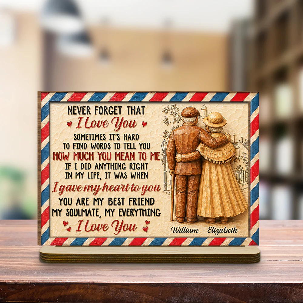 You Are Mine - Personalized Custom 2-Layer Wood Plaque With Flat Base - Image 4