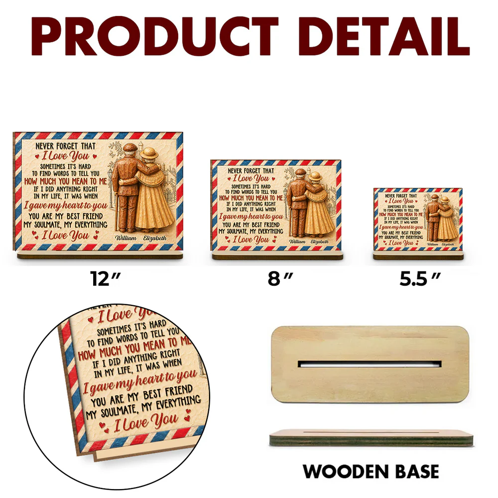 You Are Mine - Personalized Custom 2-Layer Wood Plaque With Flat Base - Image 6