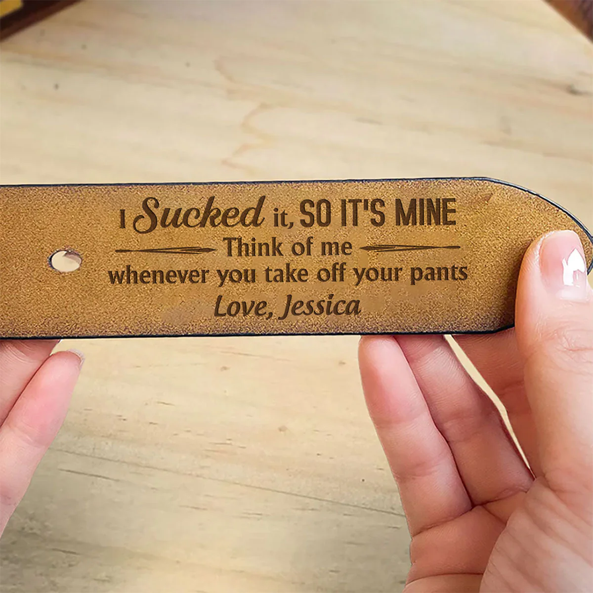 You Are Mine - Personalized Engraved Leather Belt - Image 3