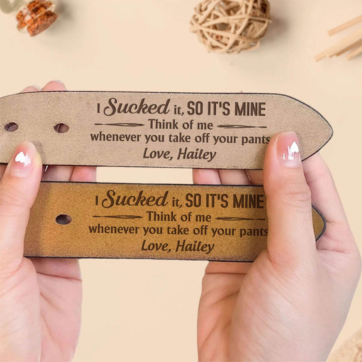 You Are Mine - Personalized Engraved Leather Belt - Image 4
