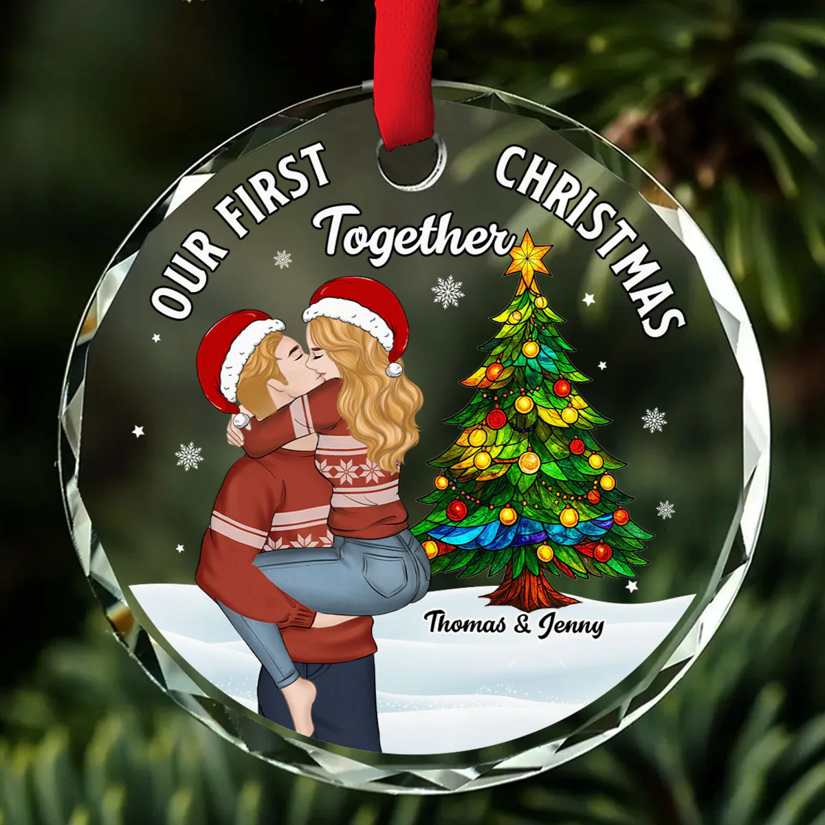 You Are My Beautiful World - Personalized Custom Glass Ornament - Image 2