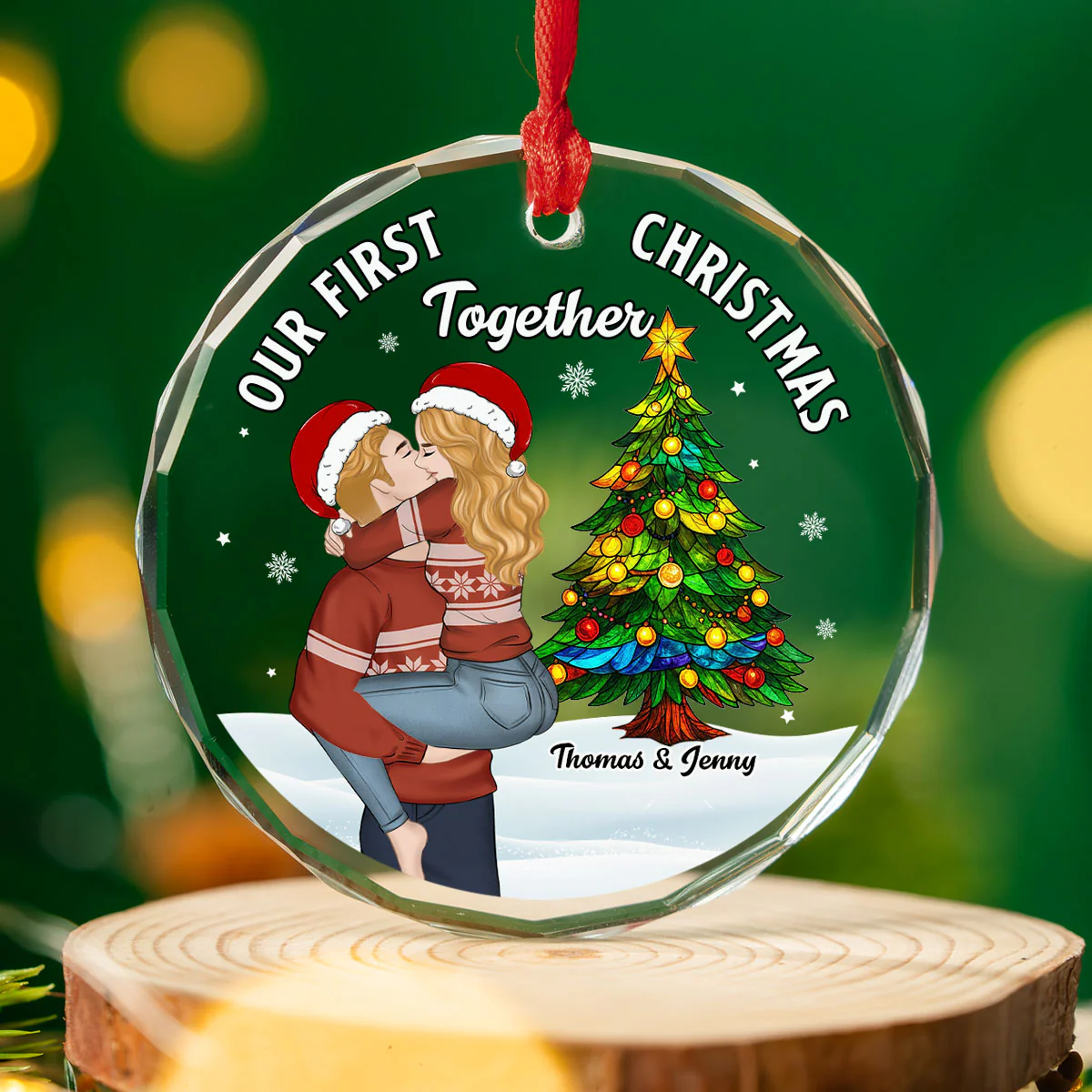 You Are My Beautiful World - Personalized Custom Glass Ornament - Image 3