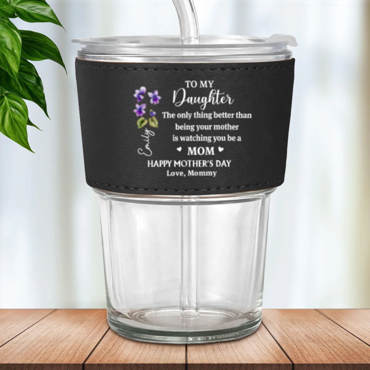 You Are My Greatest Blessing - Personalized Custom Leather Glass Cup - Image 7
