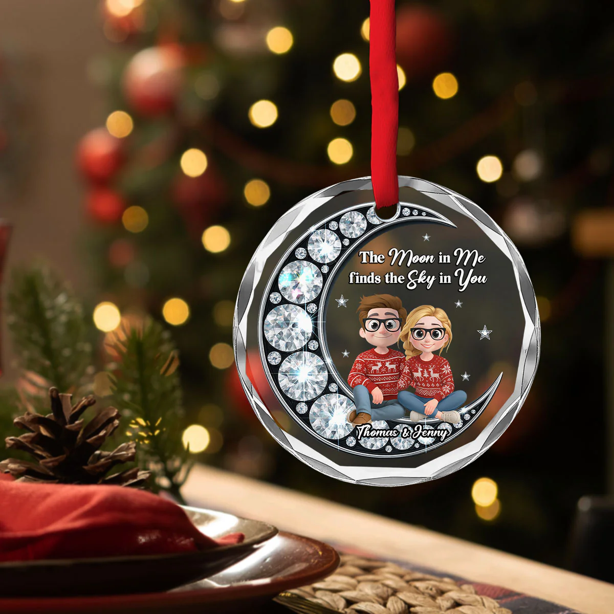 You Are My Midnight Peace - Personalized Custom Glass Ornament - Image 4