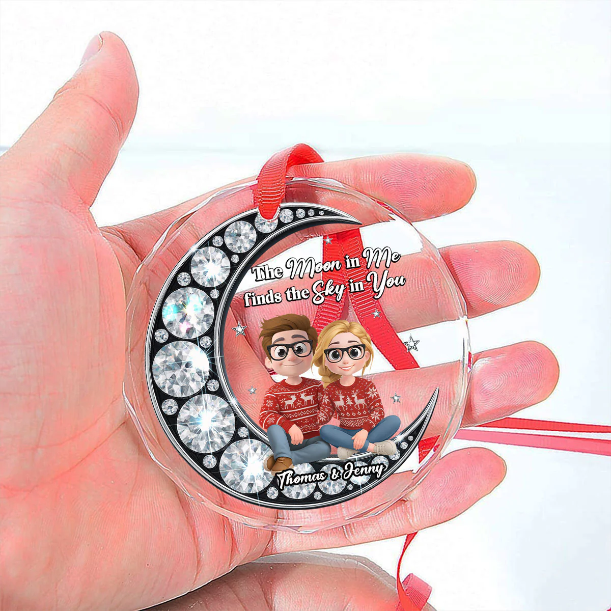 You Are My Midnight Peace - Personalized Custom Glass Ornament - Image 5