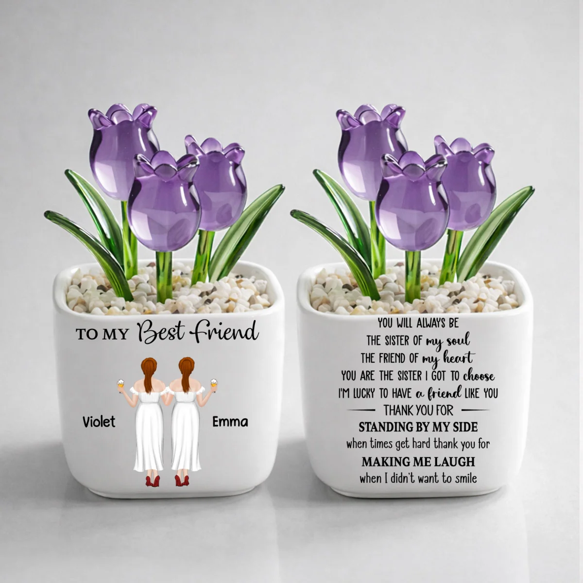 You Are My Soul Sister - Personalized Custom Glass Everlasting Tulips - Image 11