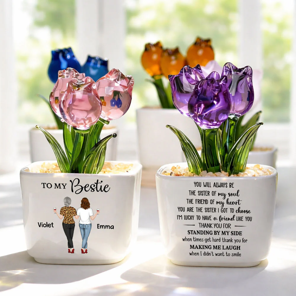 You Are My Soul Sister - Personalized Custom Glass Everlasting Tulips - Image 3