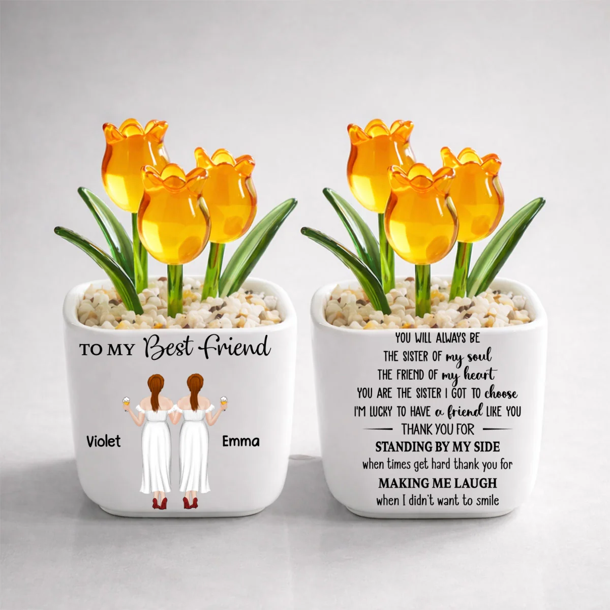 You Are My Soul Sister - Personalized Custom Glass Everlasting Tulips - Image 9