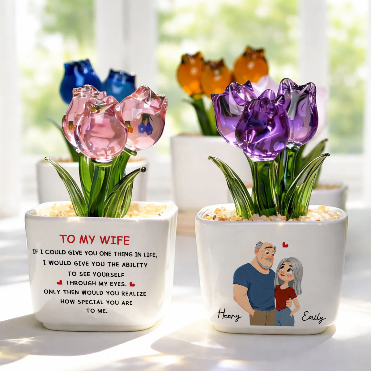 You Are Special - Personalized Custom Glass Everlasting Tulips - Image 3