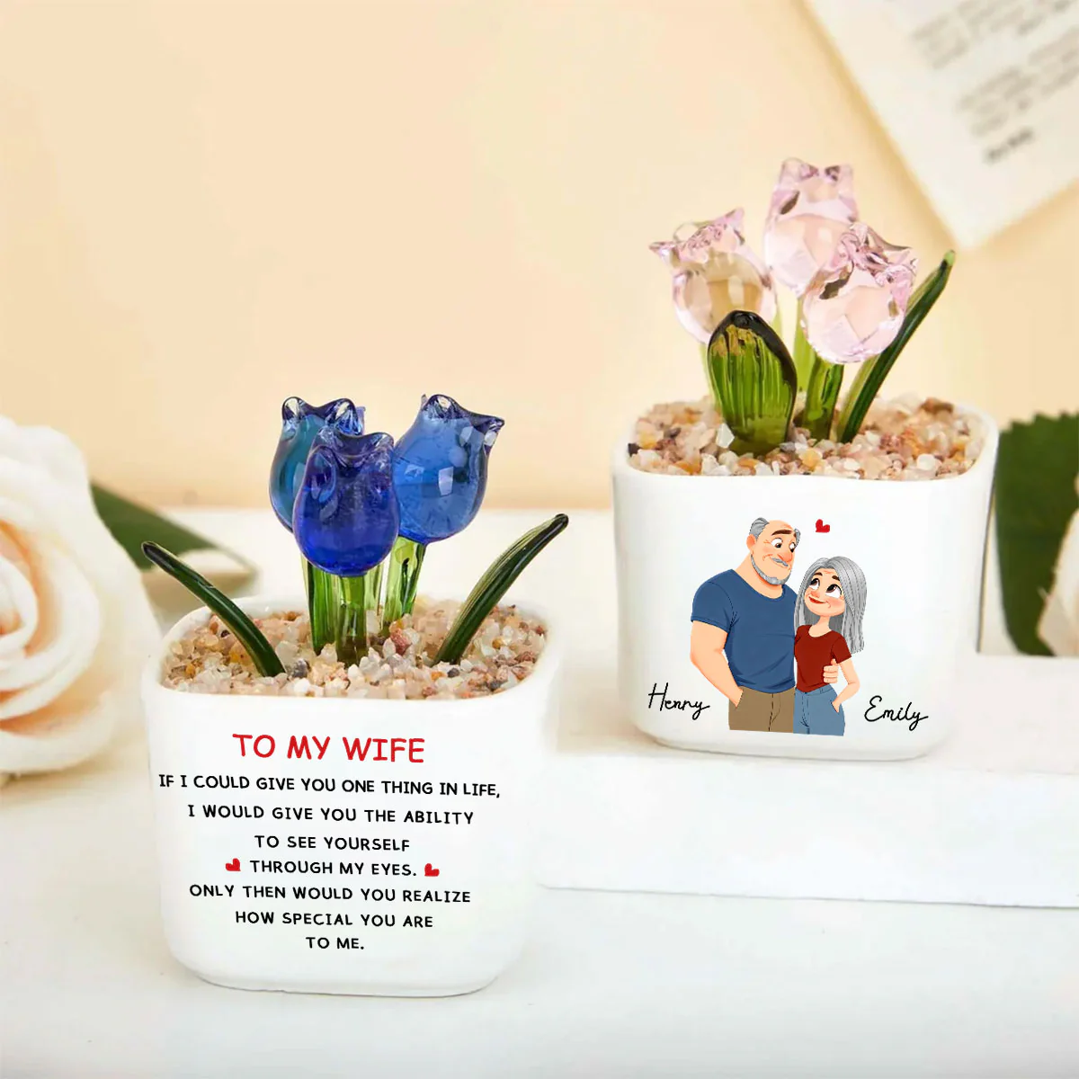 You Are Special - Personalized Custom Glass Everlasting Tulips - Image 5