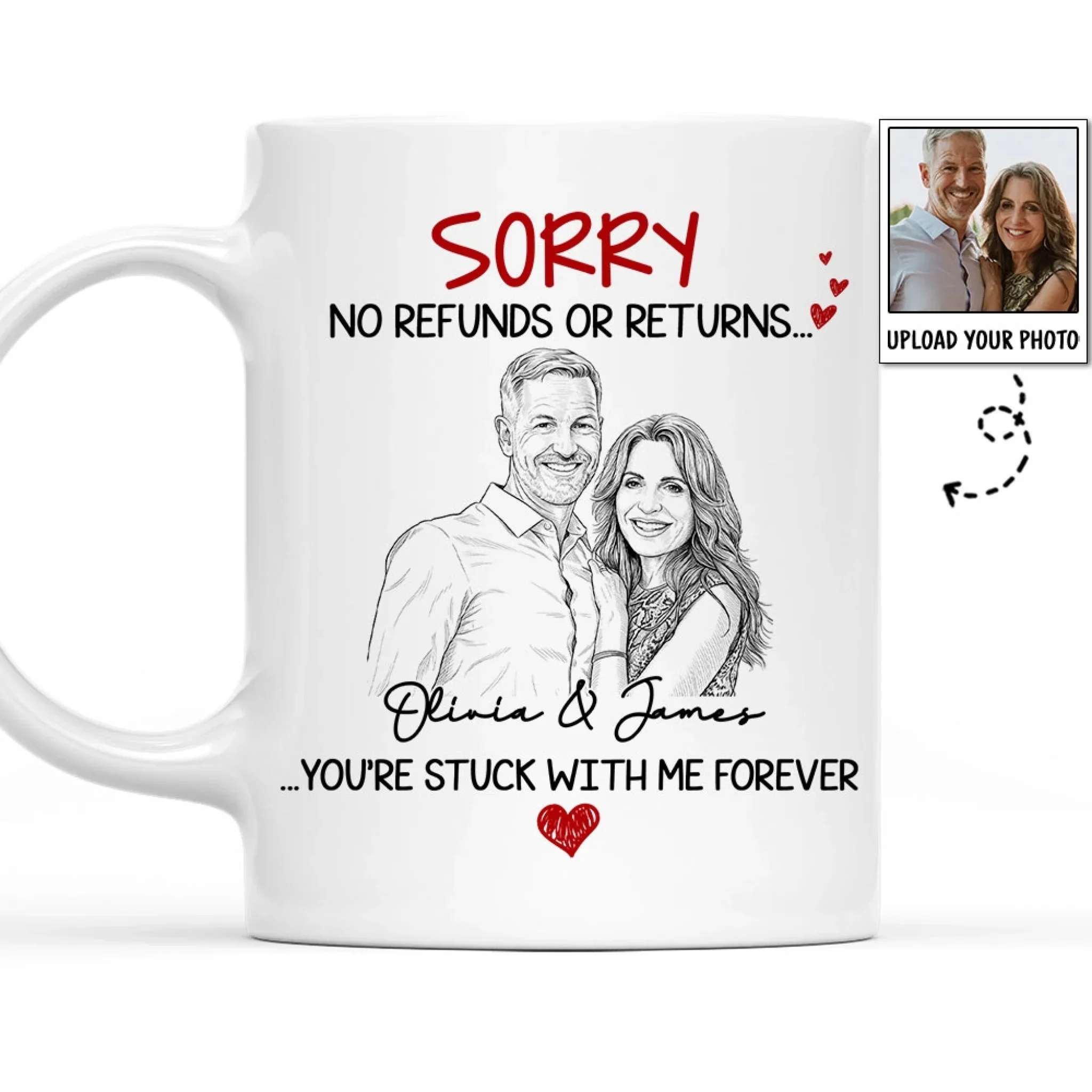 You Are Stuck With Me Pencil Sketch - Personalized Custom Coffee Mug