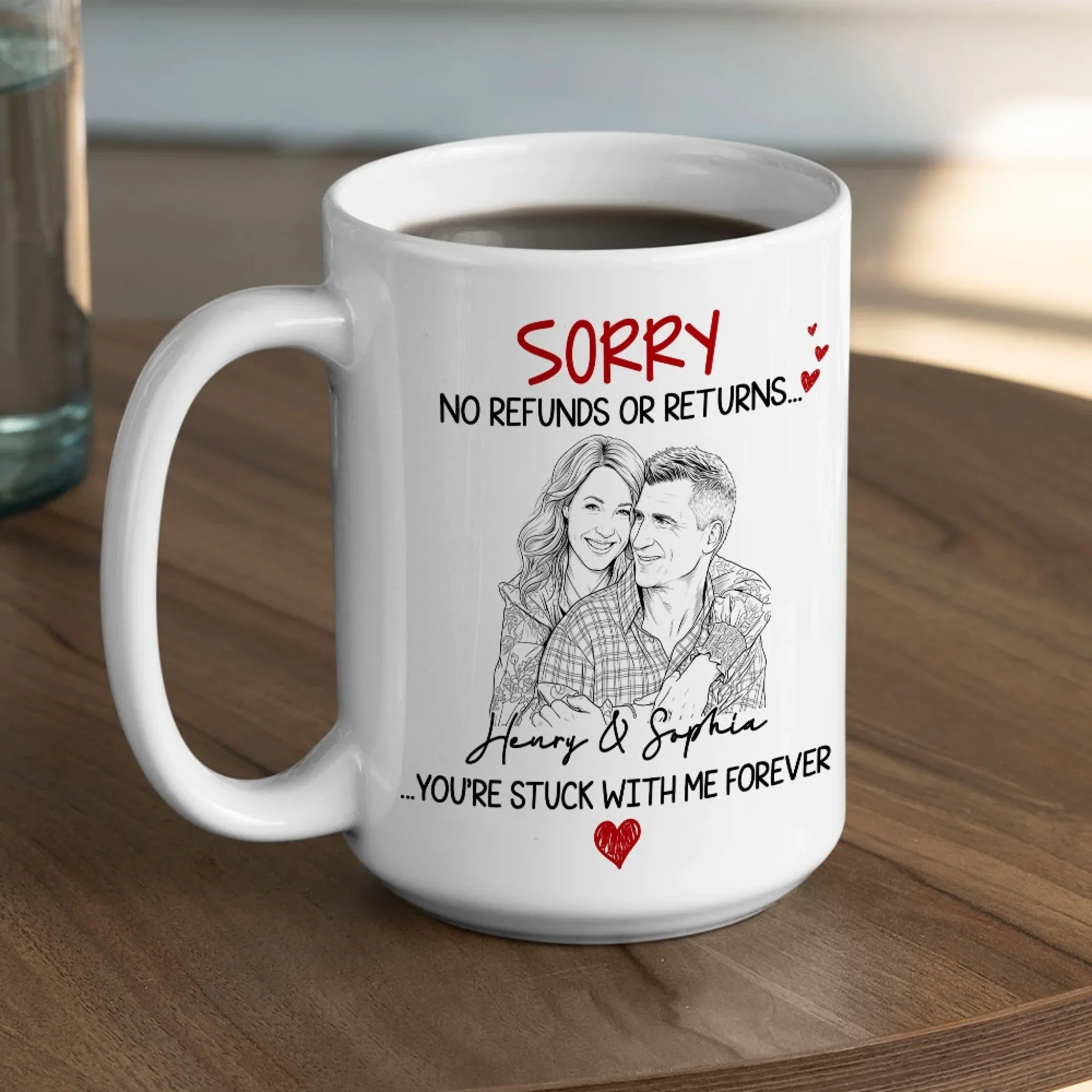 You Are Stuck With Me Pencil Sketch - Personalized Custom Coffee Mug - Image 4