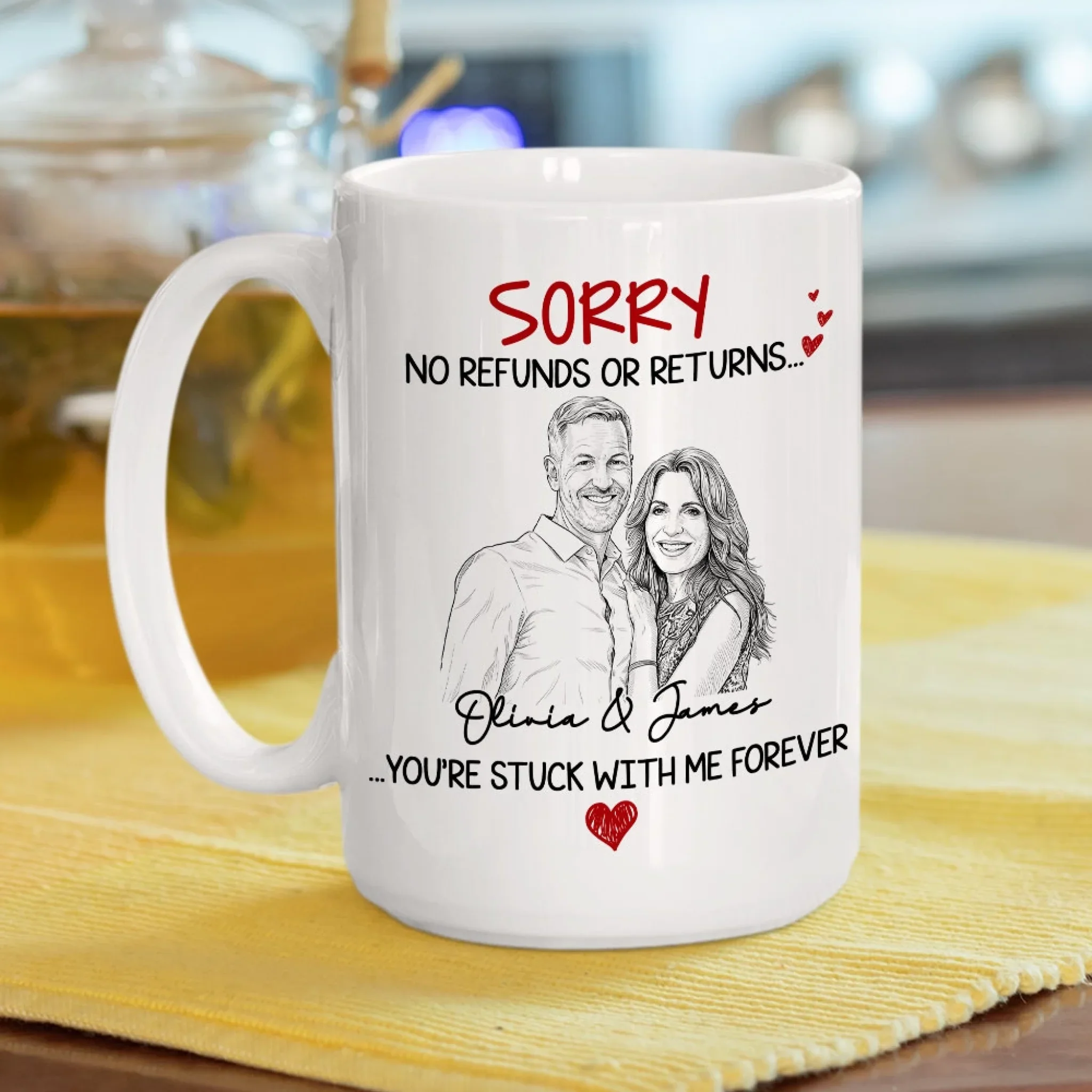 You Are Stuck With Me Pencil Sketch - Personalized Custom Coffee Mug - Image 5