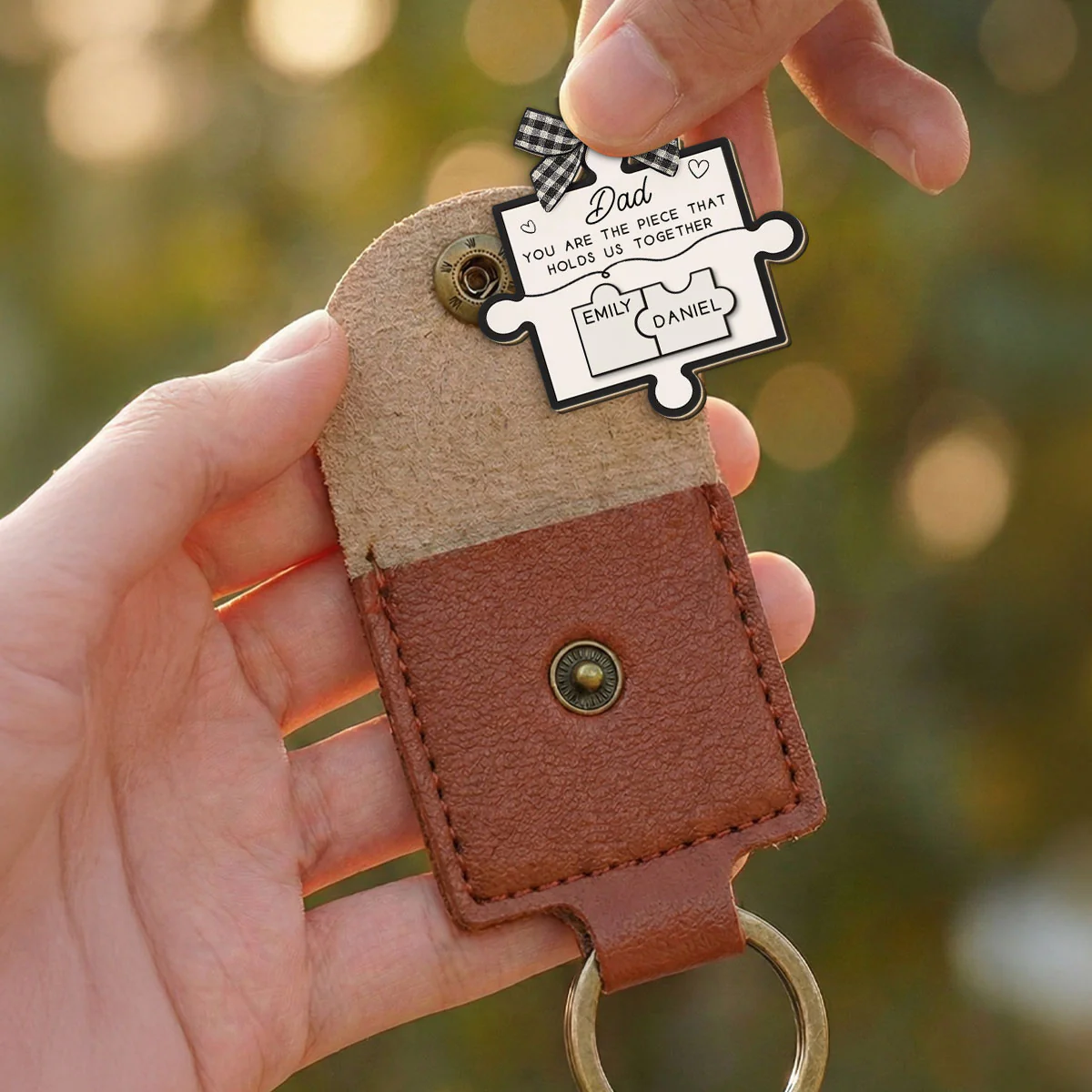 You Are The Piece That Holds Us All Together - Personalized Custom Wooden Pocket Hug - Image 3