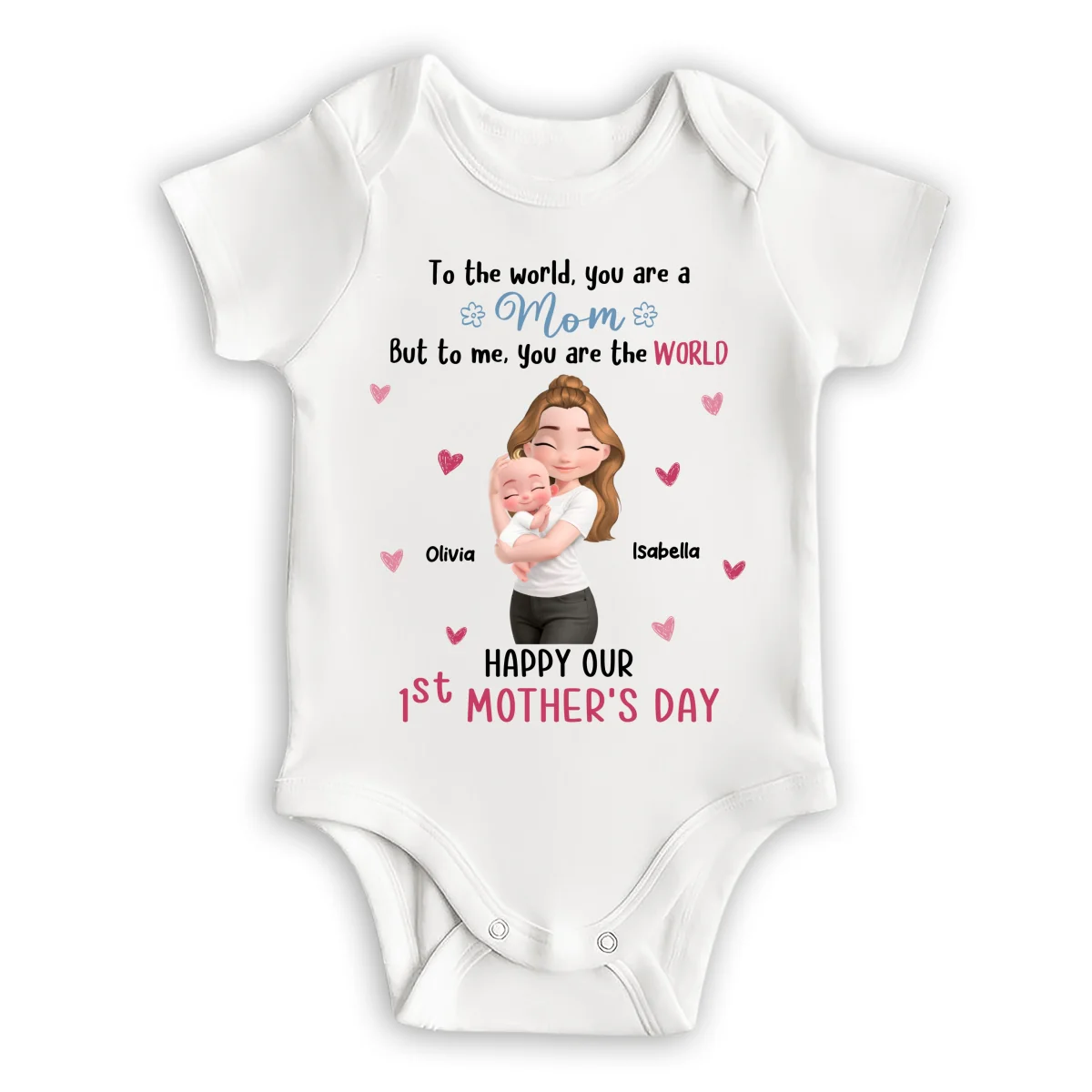 You Are The World Mom - Personalized Custom Baby Onesie - Image 6