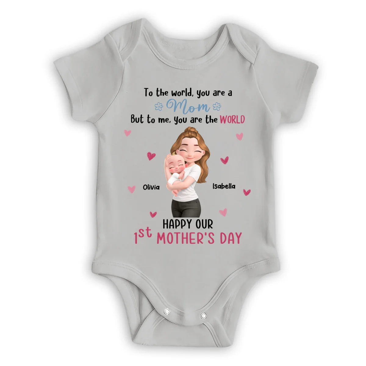 You Are The World Mom - Personalized Custom Baby Onesie - Image 7