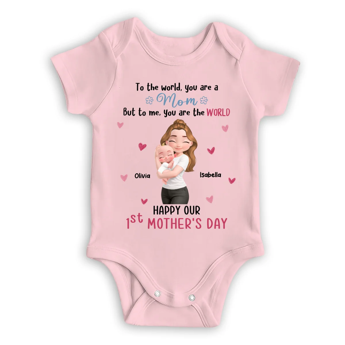 You Are The World Mom - Personalized Custom Baby Onesie - Image 9