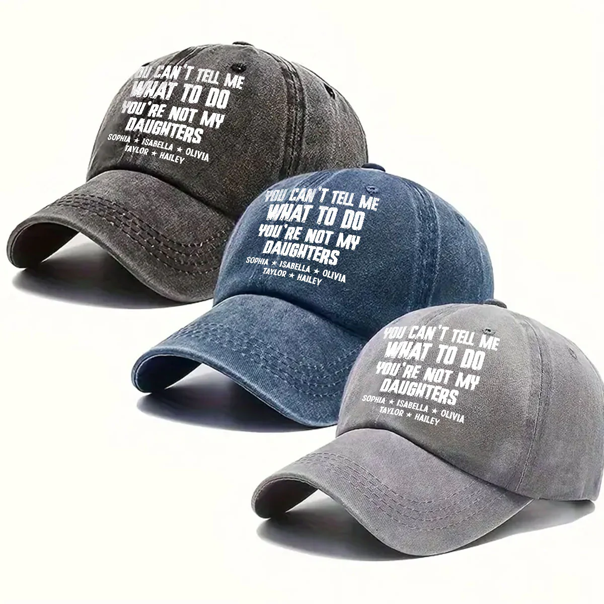 You Can Not Tell Me What To Do - Personalized Custom Vintage Washed Denim Cap - Image 4