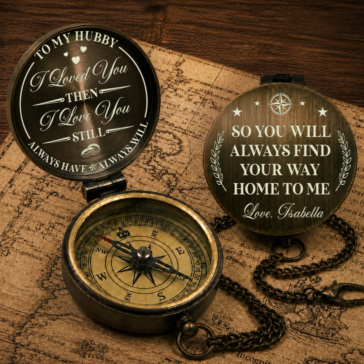 You Complete My Journey - Personalized Custom Engraved Pocket Compass - Image 2