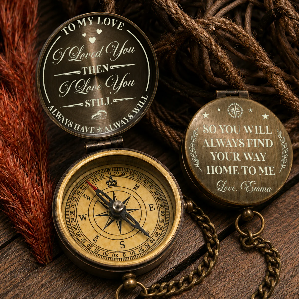 You Complete My Journey - Personalized Custom Engraved Pocket Compass - Image 3