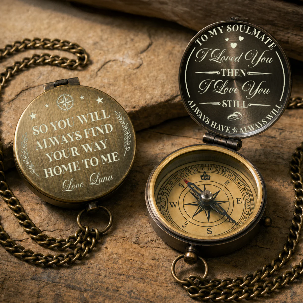 You Complete My Journey - Personalized Custom Engraved Pocket Compass - Image 5
