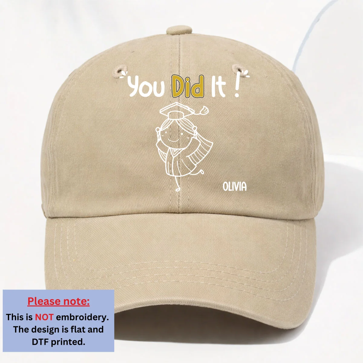 You Did It - Personalized Custom Vintage Washed Denim Cap - Image 10