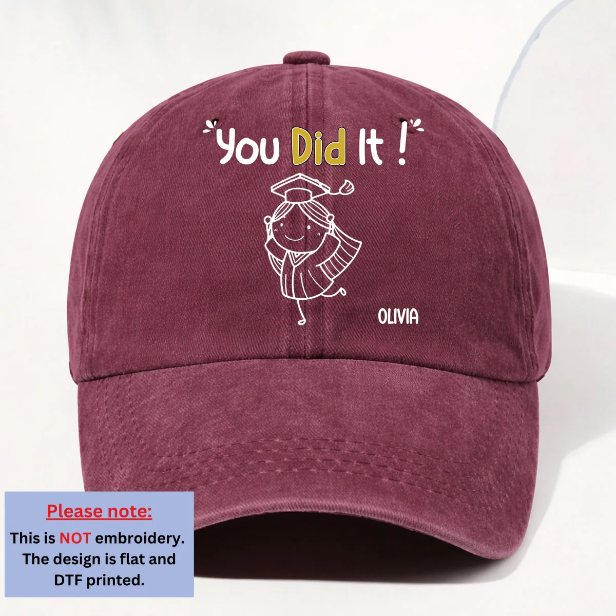 You Did It - Personalized Custom Vintage Washed Denim Cap - Image 9