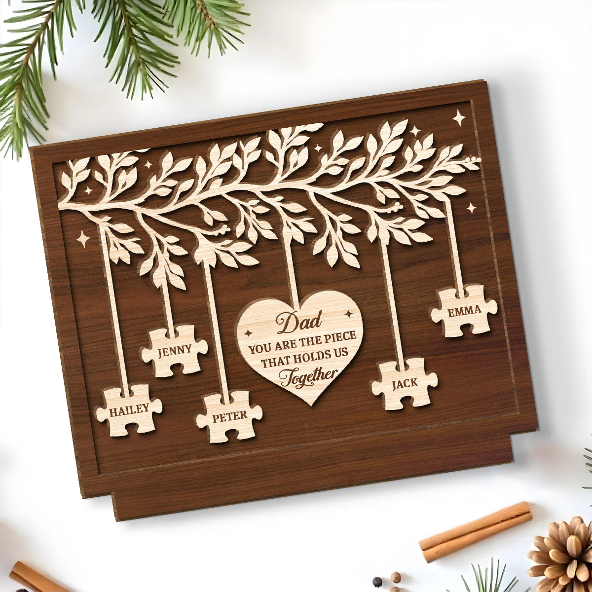 You Keep Us All Connected - Personalized Custom 2-Layer Wood Plaque With Flat Base - Image 5