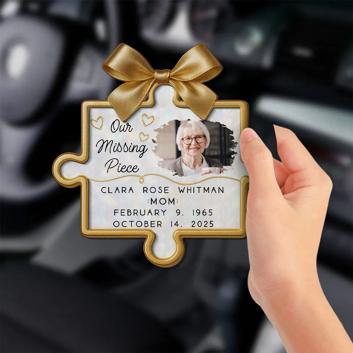 You Left A Space No One Can Fill - Personalized Custom Car Visor Clip - Image 2