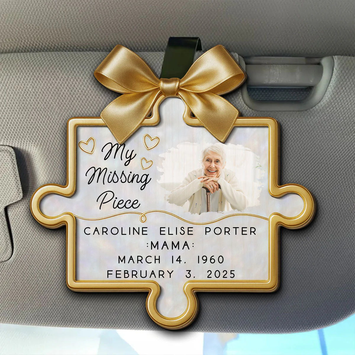 You Left A Space No One Can Fill - Personalized Custom Car Visor Clip - Image 4