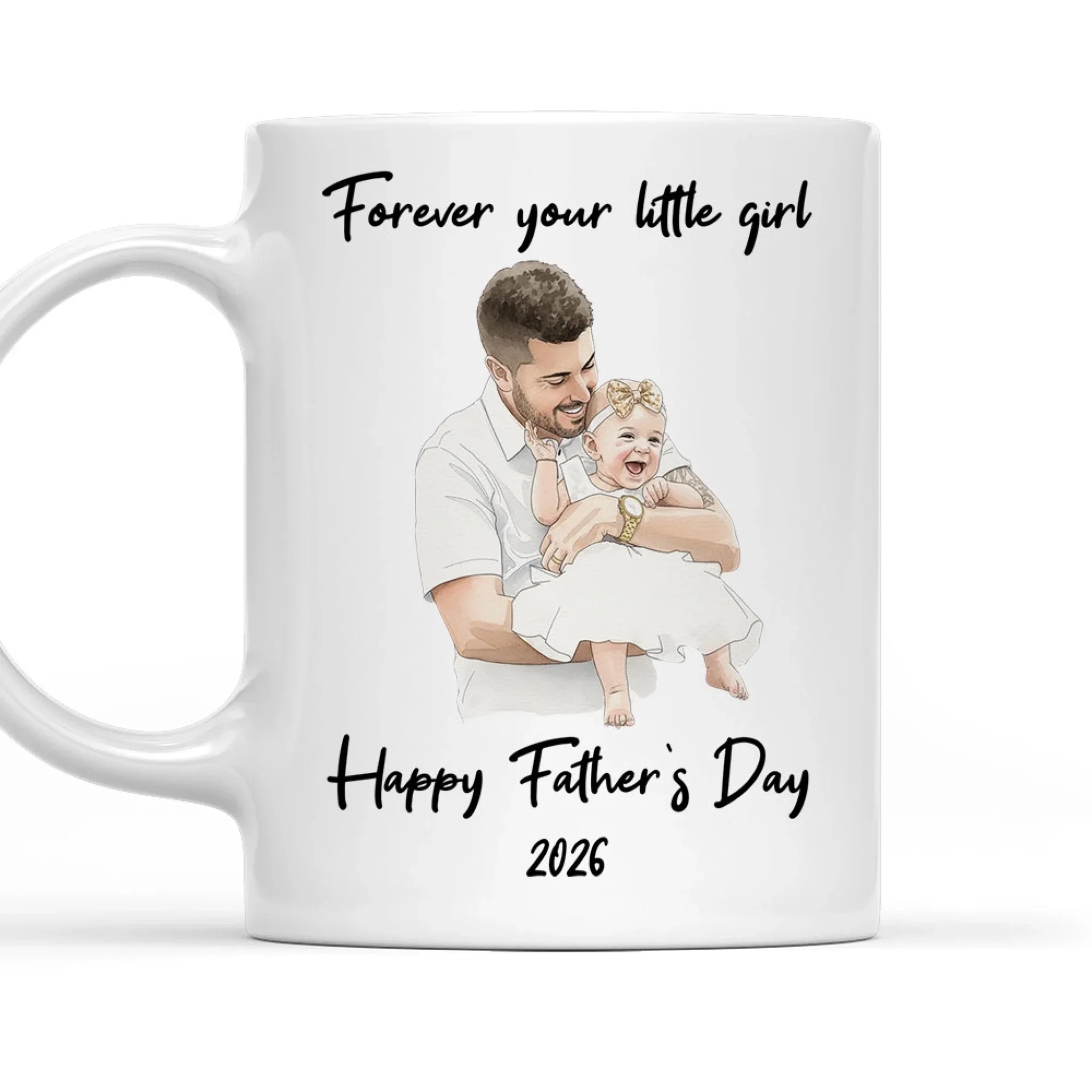 You Little Girl Custom Photo Water Color - Personalized Custom Coffee Mug