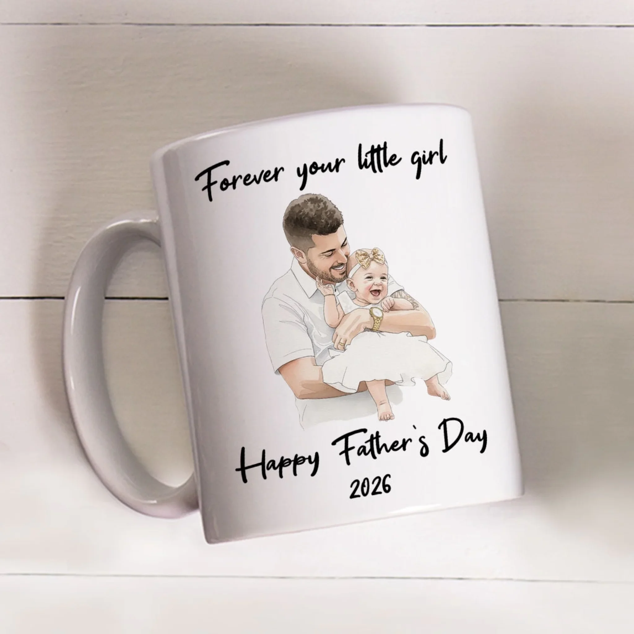You Little Girl Custom Photo Water Color - Personalized Custom Coffee Mug - Image 3