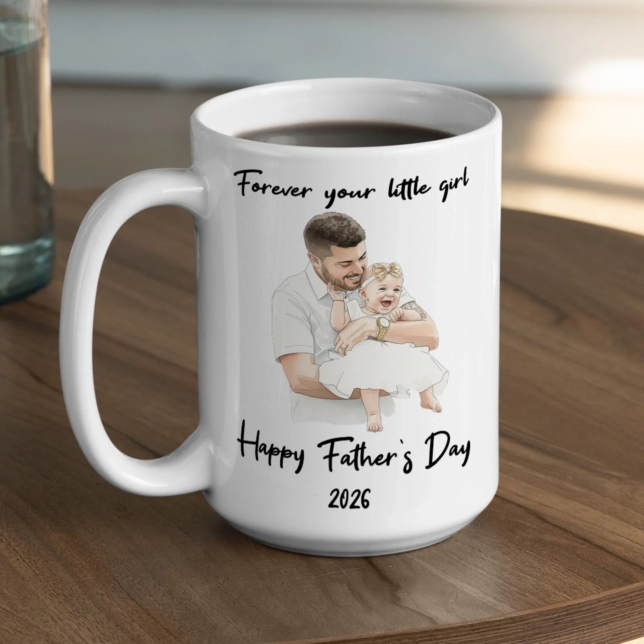 You Little Girl Custom Photo Water Color - Personalized Custom Coffee Mug - Image 4