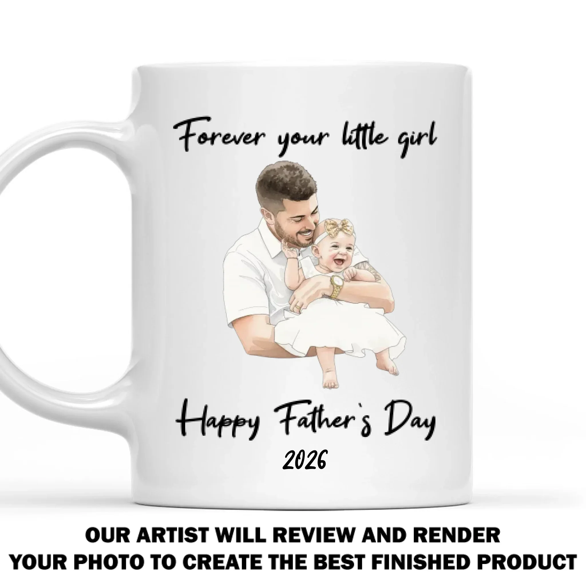 You Little Girl Custom Photo Water Color - Personalized Custom Coffee Mug - Image 7