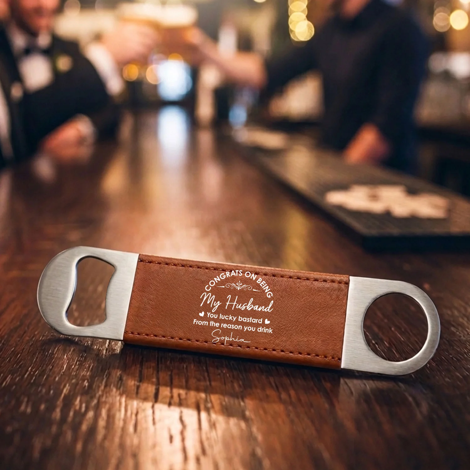 You Lucky Bastard - Personalized Custom Leather Bottle Opener - Image 6