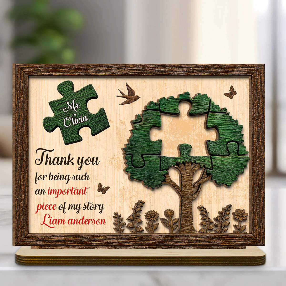 You Made Difference Everyday - Personalized Custom 2-Layer Wood Plaque With Flat Base - Image 2