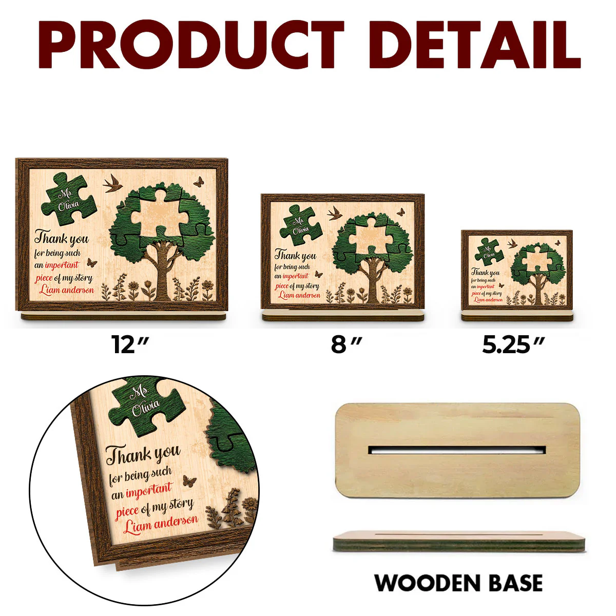 You Made Difference Everyday - Personalized Custom 2-Layer Wood Plaque With Flat Base - Image 6