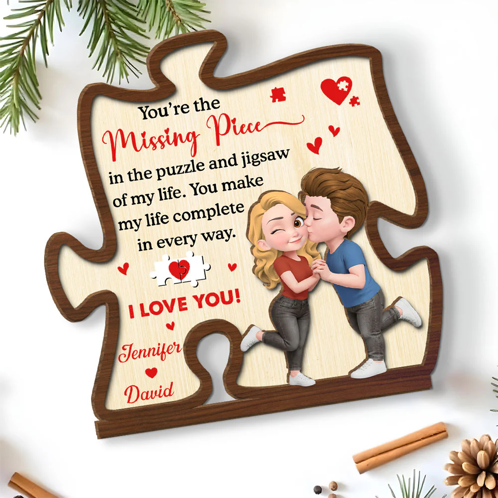 You Make My World Complete - Personalized Custom 2-Layer Wood Plaque With Flat Base - Image 3
