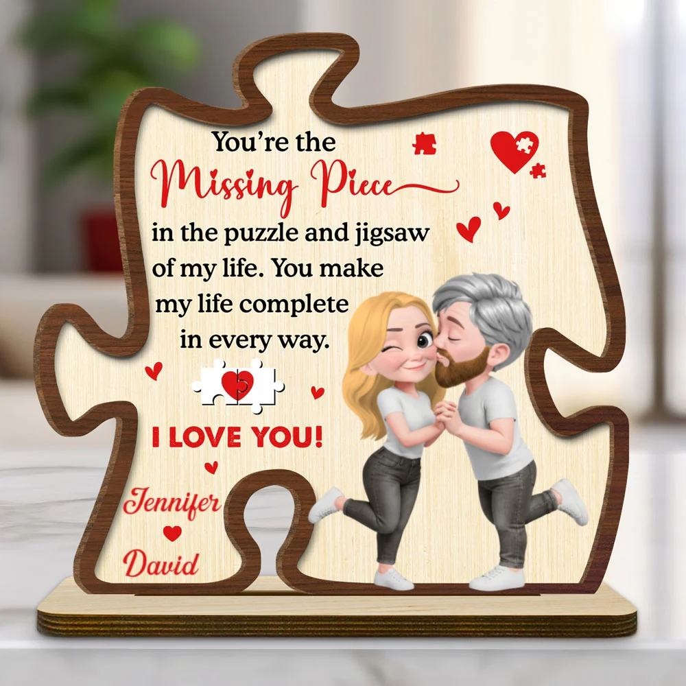 You Make My World Complete - Personalized Custom 2-Layer Wood Plaque With Flat Base - Image 7